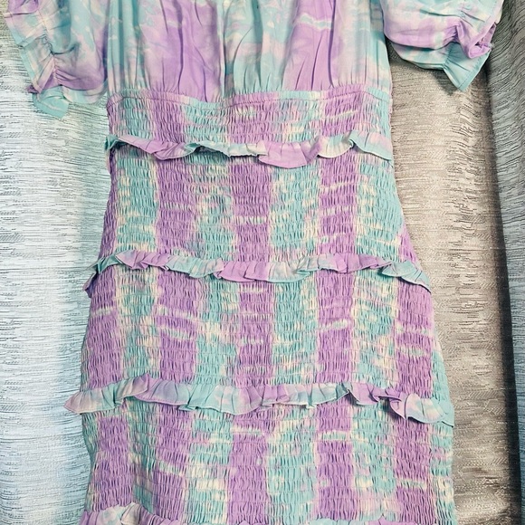 Tie-dyed mini dress with Rushing bottom - Picture 3 of 3